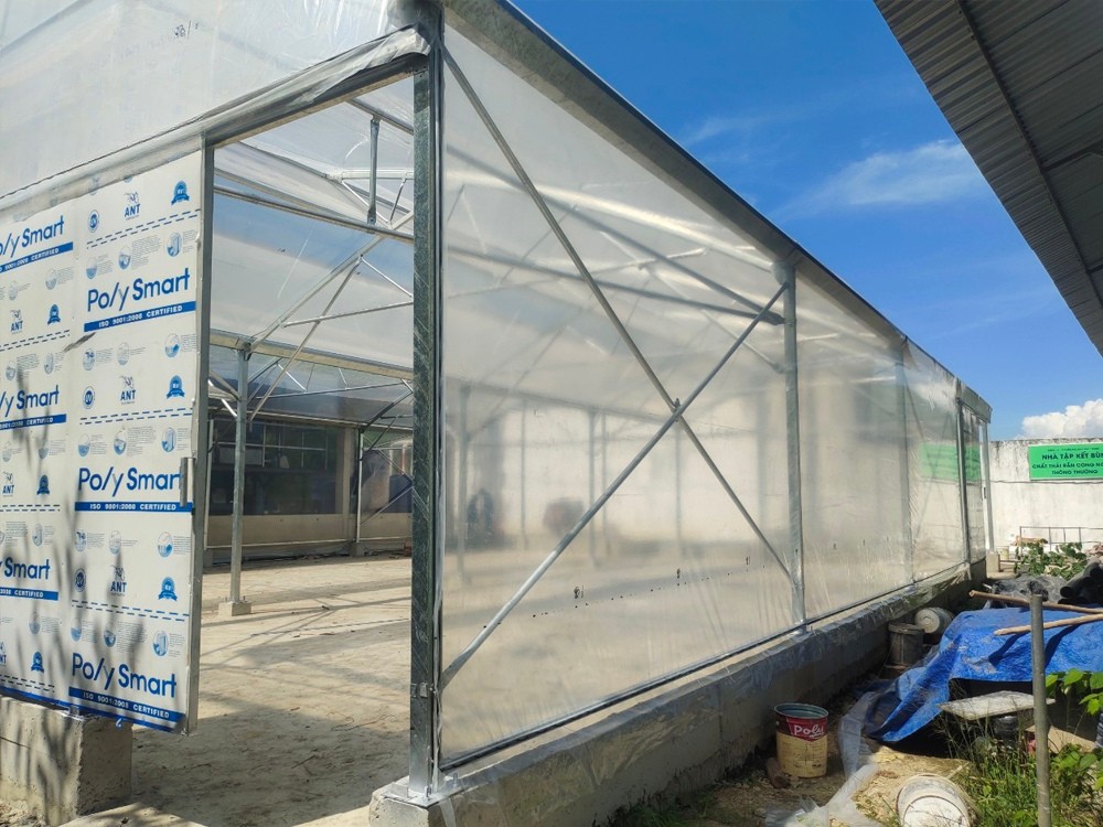 nhà kính sấy cafe
